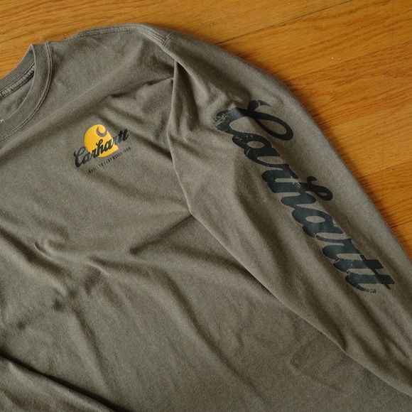 Carhartt Mens Long Sleeve T Shirt Graphic Print Khaki XL Built Since 1889 Cotton - Picture 4 of 8